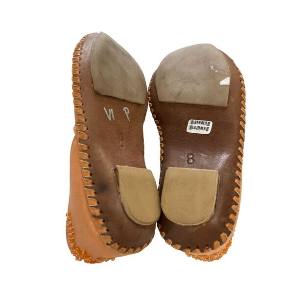 Handcrafted little Girls size 8 Brown Embroidered Leather Jutti Shoes - Picture 7 of 8